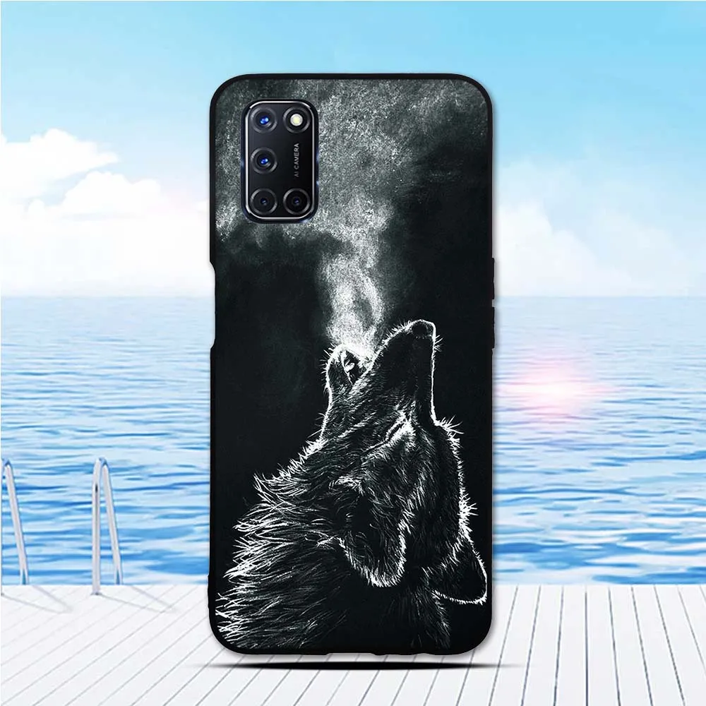 

For OPPO A92 A52 Case Slim Black Luxury Pattern Painting Soft TPU Silicon Back Cover For OPPO A72 2020 Phone Cases