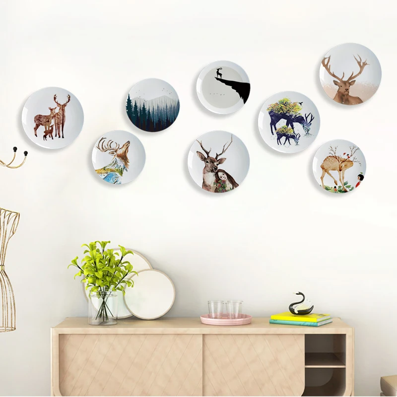 

Simple living room porch deer head wall decoration ins wind decorative pendant plate