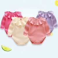 newborn baby infant girls bodysuits rompers ruffles o neck long sleeve jumpsuit outfits children clothing breathable cotton a423