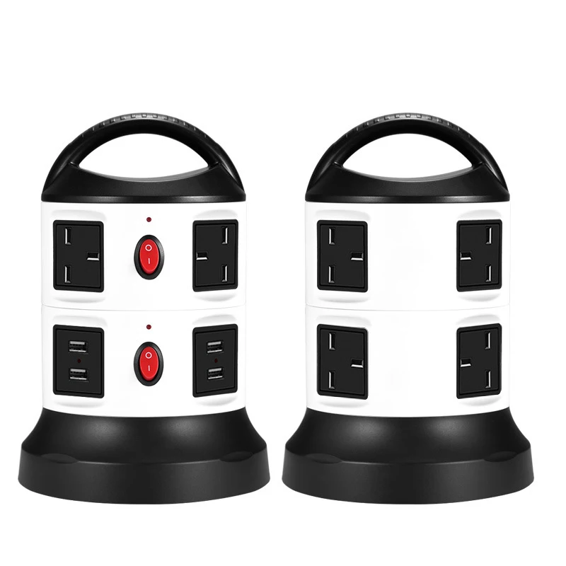 Вертикальный удлинитель с несколькими розетками 4 USB порта 2 слоя домашняя