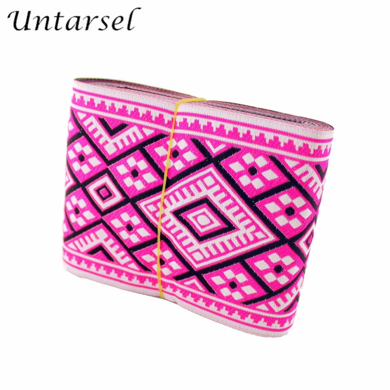 Модная Роскошная широкая розовая тесьма полиэстер Этническая отделка Лента для