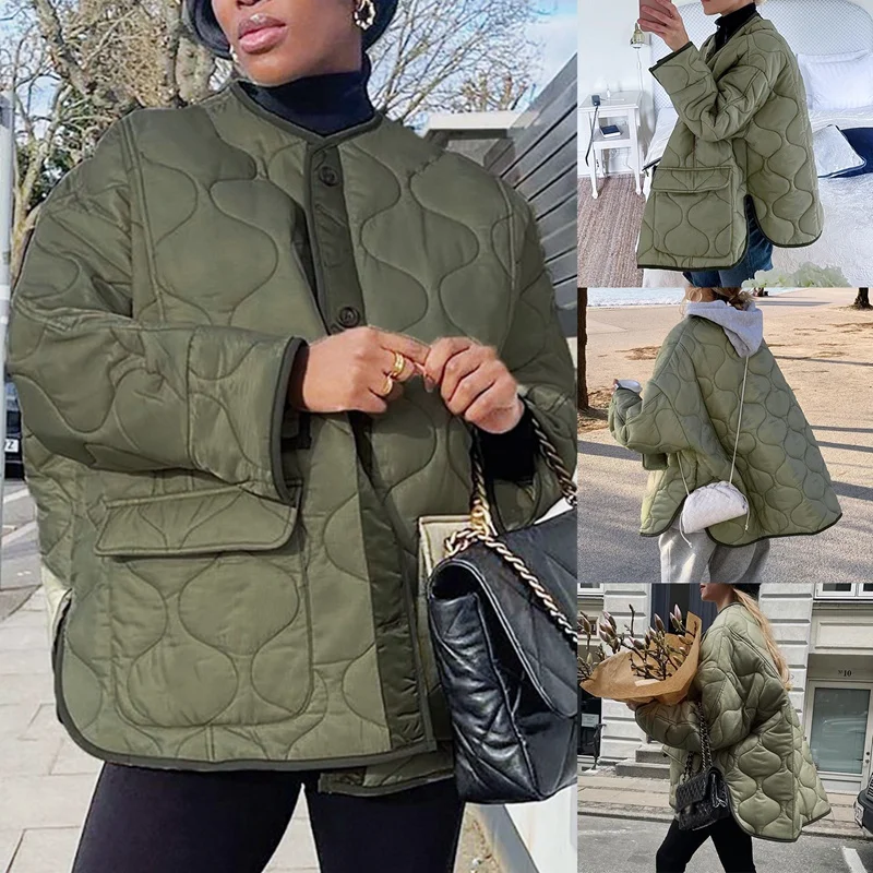 

ASDS-Womens Quilted Lightweight Puffer Coat Vest Fall And Winter Fashion Padded Coat Green