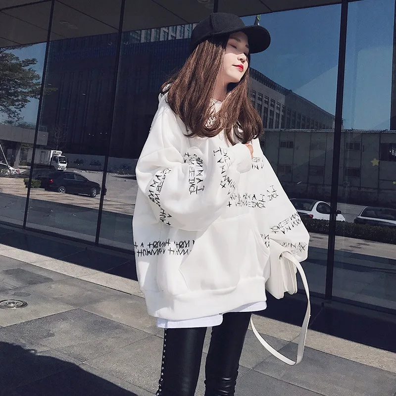 

Hoodie Oversized Print Pocket Sweatshirts Bts Hooded Harajuku Spring Vintage Korean Pullovers Women Top Za 2020 women y2k