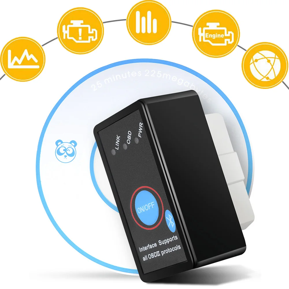 Протоколы ODB2 OBDII считыватель кодов неисправностей двигателя ELM327 V2.1 Bluetooth