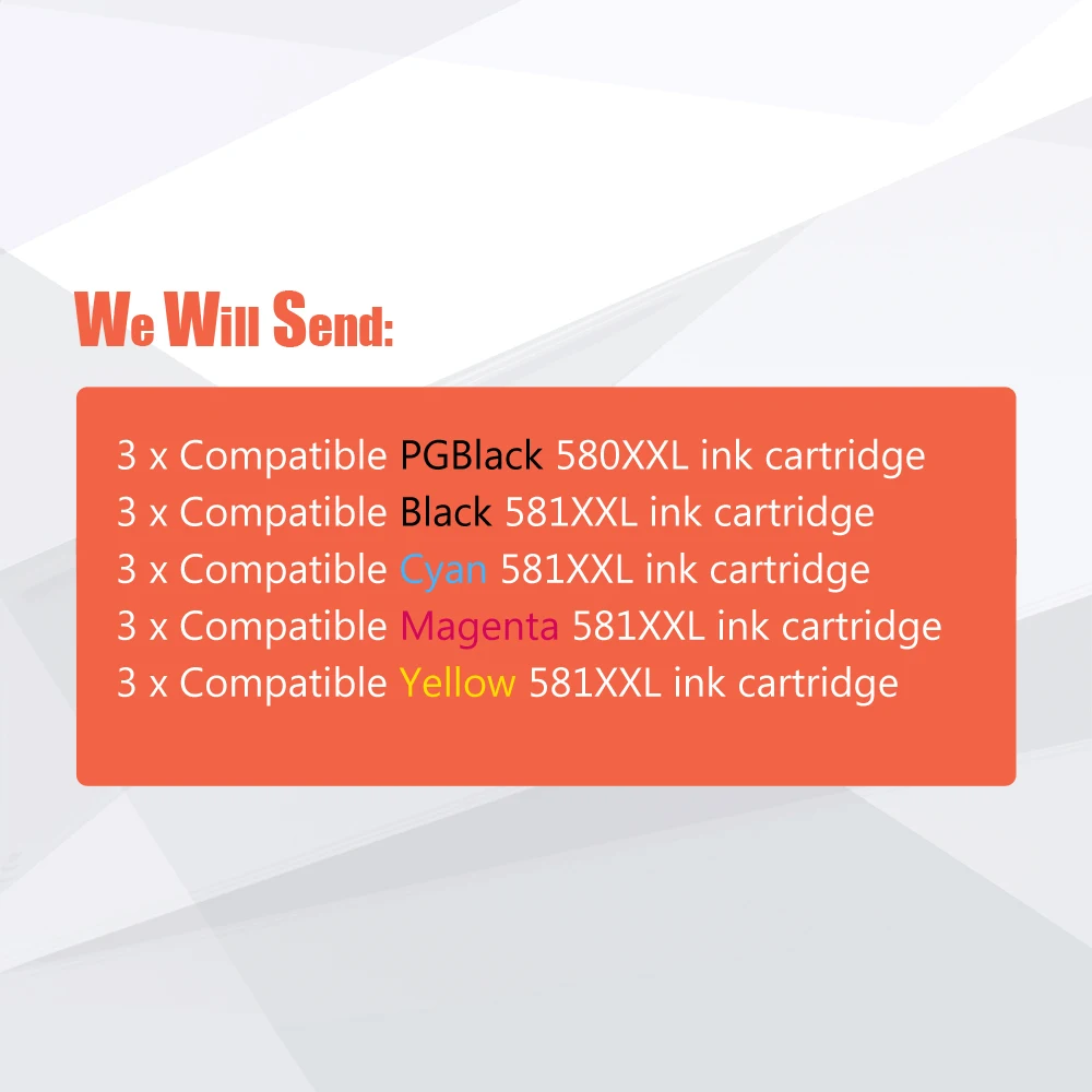 15 шт. PGI580 CLI581 PGI-580 CLI-581 картридж совместимый для Canon PIXMA TS8251 TS8252 TS8350 TS9120 TS705 TS9551C