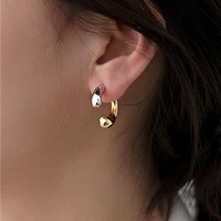 trend 2022 punk simple elegant new charms contrast color one pair metal c earrings for women japanese fashion ear jewelry gift