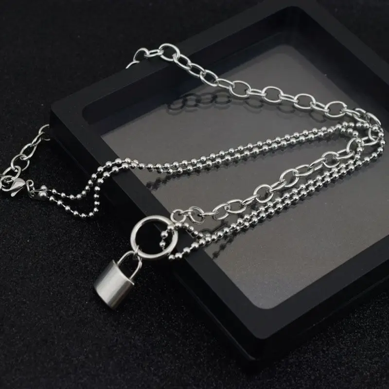 Любовник замок ключ кулон ожерелье титана стали цепь пара ювелирные изделия|Ожерелья с подвеской| |