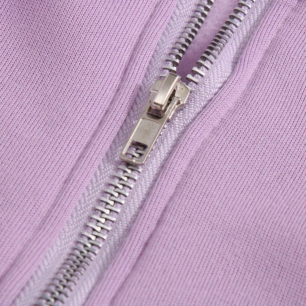 Женская толстовка на молнии модная повседневная однотонная теплая с капюшоном и