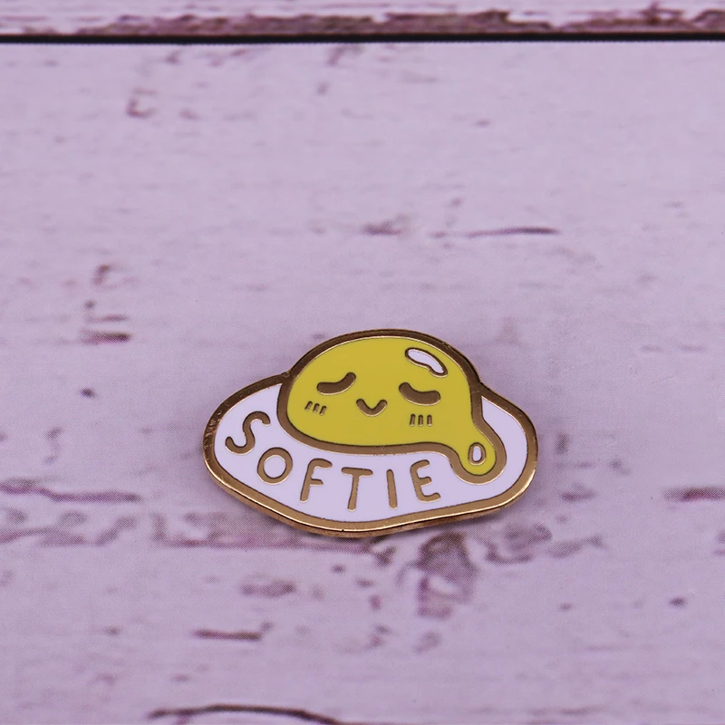 Мягкое жареное яйцо эмалированная булавка Забавный каламбур искусство kawaii декор для завтрака