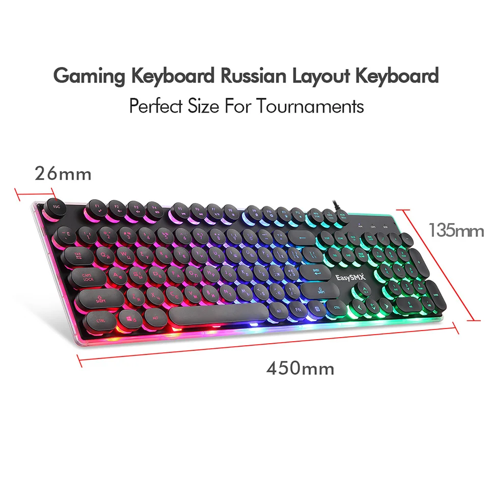 USB PC Клавиатура EasySMX KB202 игровая клавиатура Ретро круглая светящаяся клавиатура с подсветкой Русская клавиатура для компьютерных геймеров