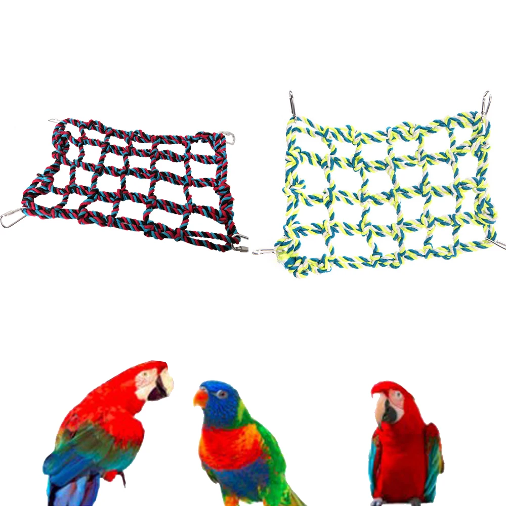 

Small Pet Parrot Birds Climbing Net Parakeet Swing Play Rope Ladder Chew Toy Color Woven Climbing Net Parrot Toy Dropshipping