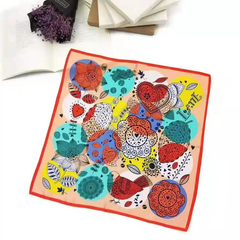 

Silk small square scarf female versatile professional silk scarves stewardess for children silkworm scarf silk with hand gift