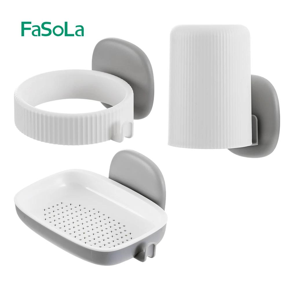 

FaSoLa ABS Настенный полки для хранения стеллажи для выставки товаров для Ванная комната органайзер для зубных щеток мыло для волос и двухместн...