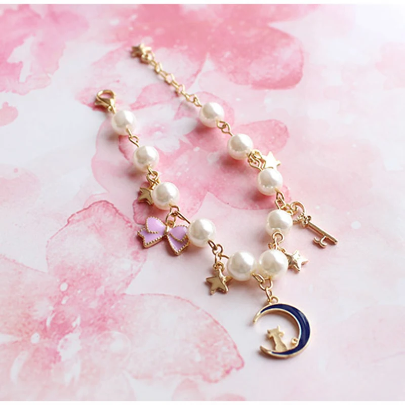 2020 Sailor Moon Bracelet Blue Sweet Romantic Pink Bow Pendant Accessories Cute Girl Jewelry | Украшения и аксессуары
