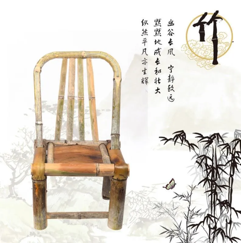 Leisure Bamboo Chair Back Home Stool Balcony Bay Window Square Dance Props Bench Short |