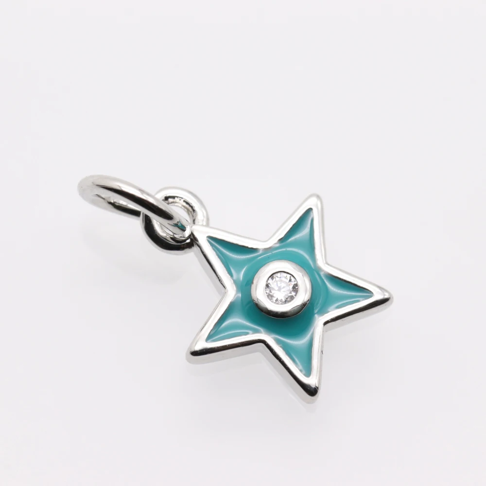 10 шт./упак. симпатичный стиль покрытием Циркон пентаграмма небольшой кулон для