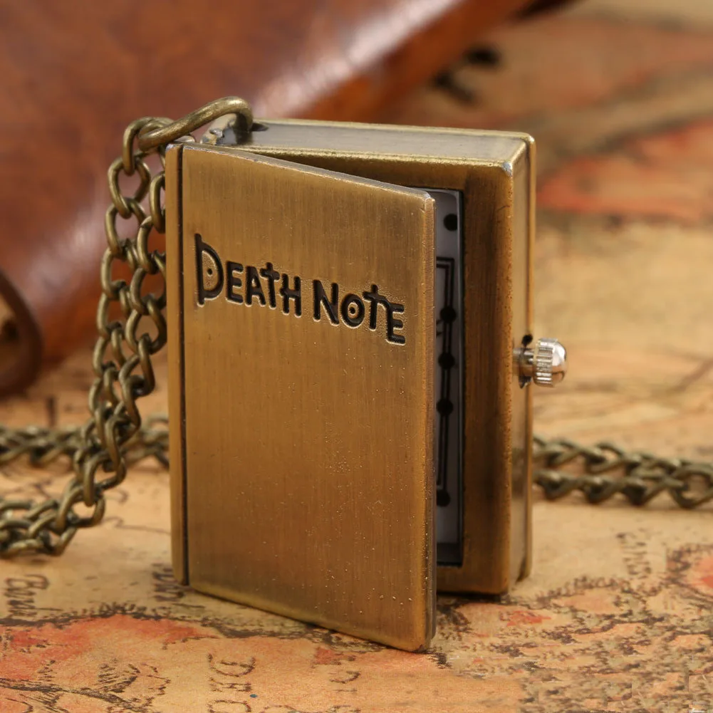 1 шт. мультяшное бронзовое/черное аниме Death Note тема кварцевого ожерелья книга