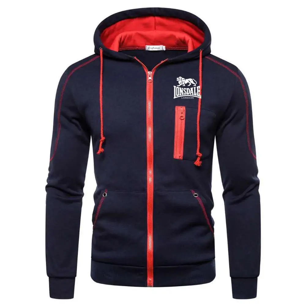 Брендовая модная Новая мужская куртка на молнии кардиган с капюшоном