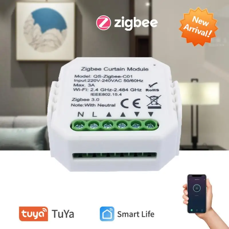 

Tuya Smart Zigbee Curtain Switch Wifi Smart Wireless Remote Controller Module Work With Alexa Google Home Smart Home Accessories