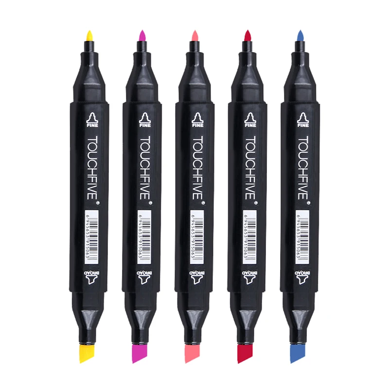 TOUCHFIVE 60 Color Dual Head Art Marker Set Alcohol Sketch Markers Pen for Artist Drawing Manga water color brush | Канцтовары для
