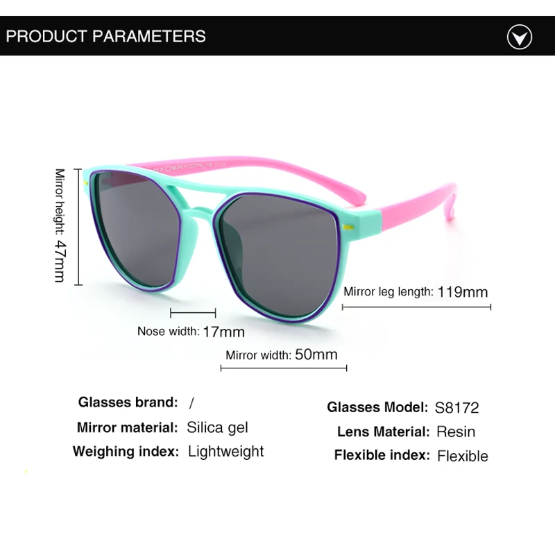 

Children's Boys Sunglasses Girls Kid Shades Bright Lens UV400 Protection Brand Designer Fashion Accessories Baby Outdoor S8172