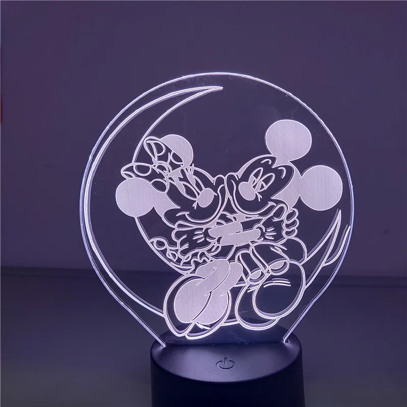 Светодиодный ночсветильник с мультяшным рисунком Микки и Минни Маус 7 цветов