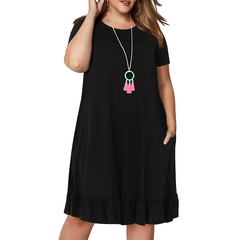 

Spring Big size 9XL dress for Fat MM Woman dress Loose solid ruffles plus size women clothing 9xl dress vestidos