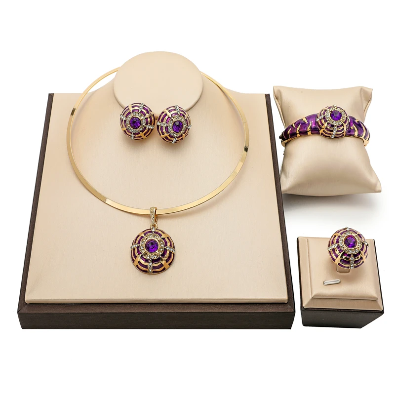 

2021 Fashion statement Bridal jewelry set Wholesale Dubai gold new design Jewelry Set Brand italian woman wedding jewelry set