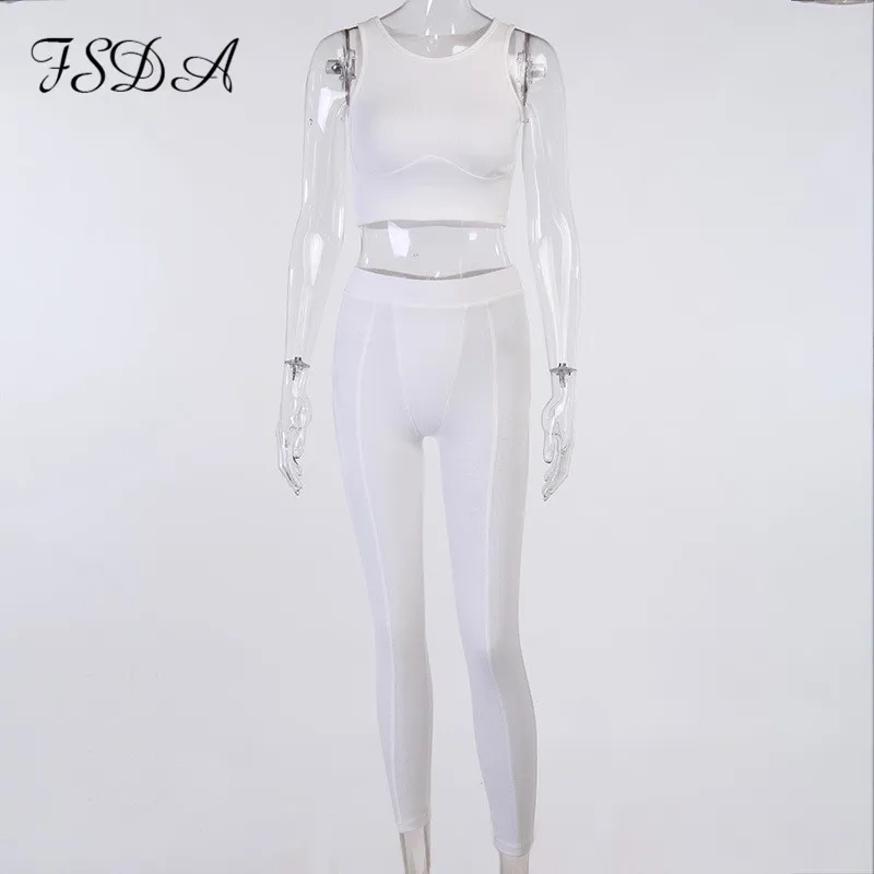 Женский комплект из двух предметов FSDA укороченный топ с круглым вырезом без