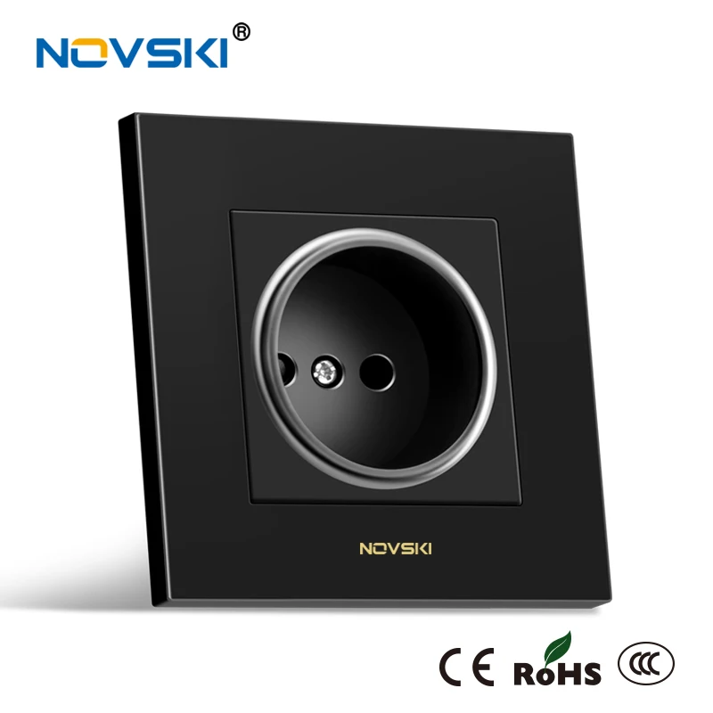 NOVSKI 2019 EU Standard 16A Plug Switch Wall Socket Flame Retardant PC Panel AC 110-250V Power CE RoHS Certified | Обустройство дома
