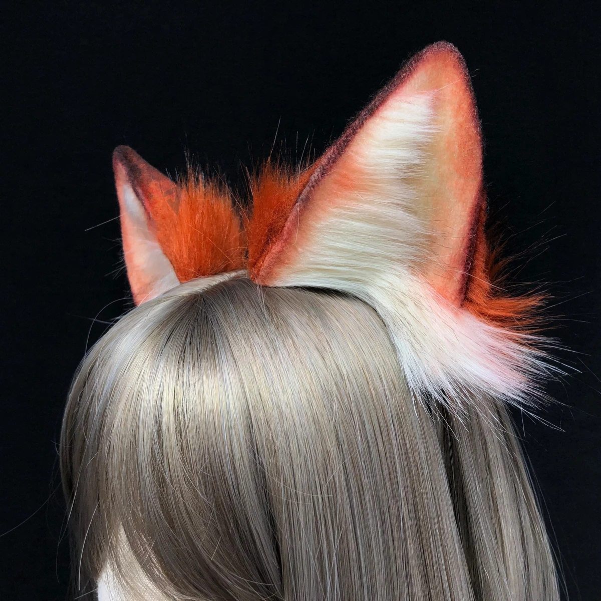 Новый ручной работы серый заячьи кроличьи уши Толстовка с принтом лисьей морды