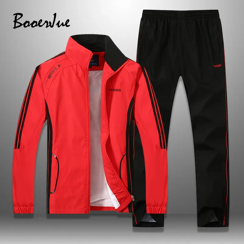 Мужские спортивные костюмы полосатый осень зима Slim Fit мужской набор ветровка