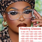 Женские увеличительные очки для чтения прозрачная квадратная оправа брендовые дизайнерские компьютерные очки для защиты от усталости при пресбиопии от 0 до + 6,0