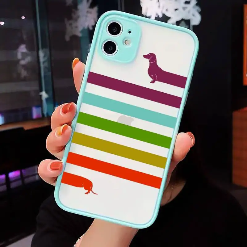 

Dachshund cute cartoon dog luxury Phone Cases funda matte transparent For iphone 7 8 11 12 plus mini x xs xr pro max cover