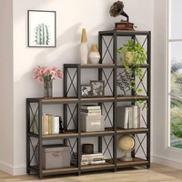 tribesigns 12 story bookshelf industrial ladder corner bookshelf 9 cubic stepped display cabinet for home office