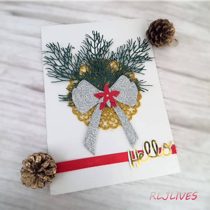 Рождественская елка и бант металлические трафареты для рукоделия альбом