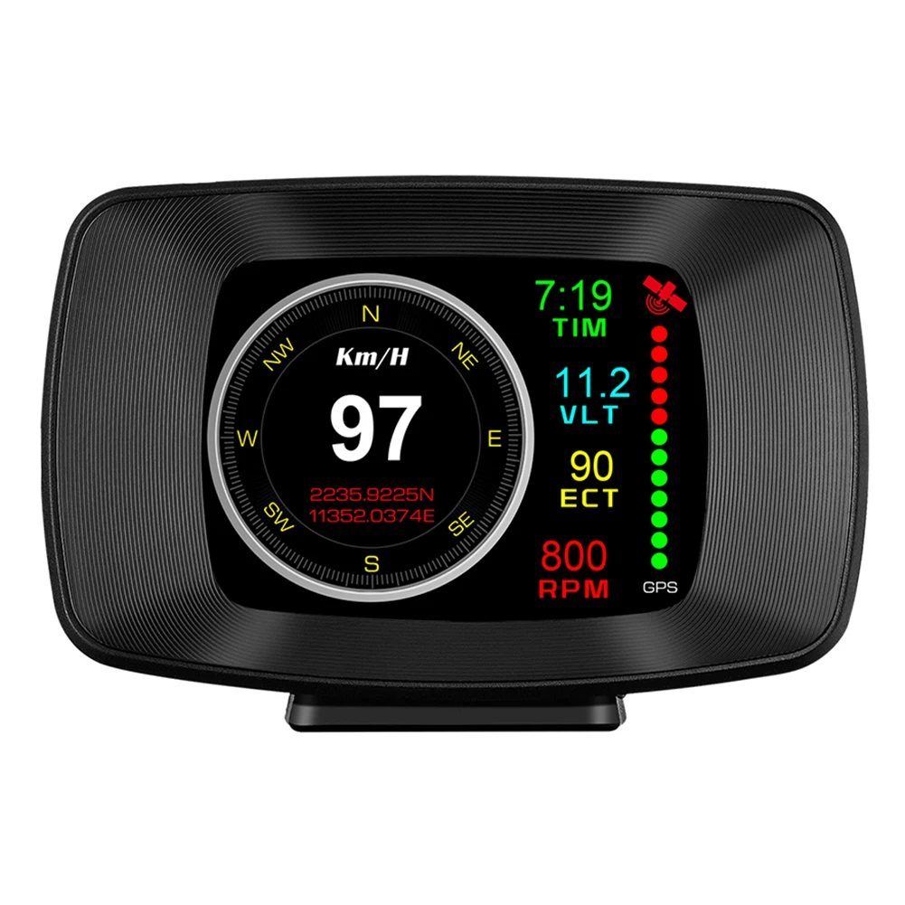 

Автомобильный HUD 3 дюйма дисплей P13 двойная система OBD 2 II дисплей на лобовом стекле GPS Спидометр превышение скорости сигнализация Автомобиль...