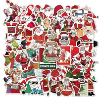 50pcs christmas sticker gifts toy for children santa claus reindeer cartoon decal stickers to snowboard laptop moto car helmet