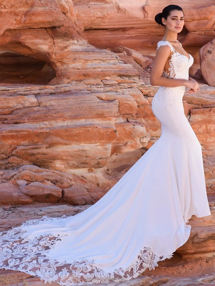 Пляжное свадебное платье-Русалка Booma модель 2020 года привлекательное атласное