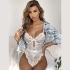 Новинка 2021, Сексуальное Кружевное боди на бретельках, Женское боди, эротическое нижнее белье на бретельках с цветочной застежкой, Скульптурное боди с промежностью