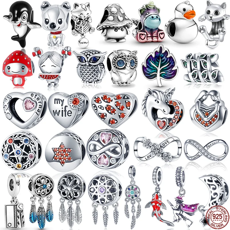 

2021 Sterling Silver 100% 925 Dream Catcher And Animals Series Fit Original Pandora Bracelet For Women Birthday Fashion Jewelry