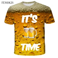 femskis newest beer bubble t shirt casual 3d print men women short sleeve tops summer fashion couple short sleeve t shirt