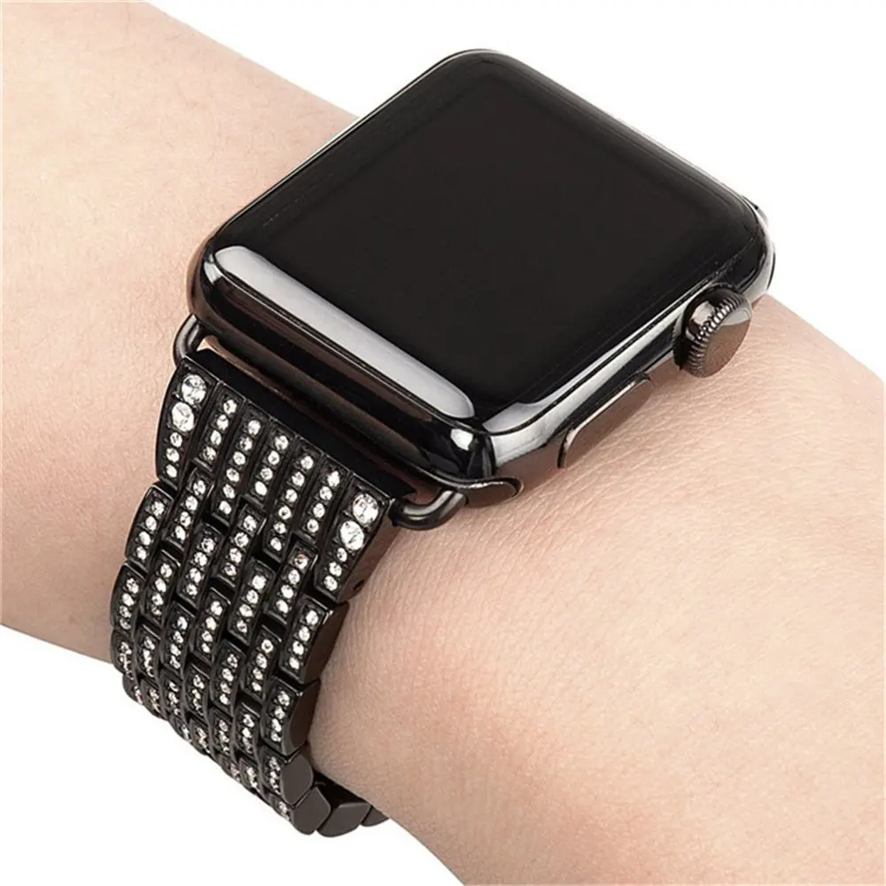 

44mm 40mm 42mm 38mm Diamond Exquisite Strap for Apple Watch Band Series SE/6/5/4/3/2 Metal Butterfly Buckle for iWatch Bracelet