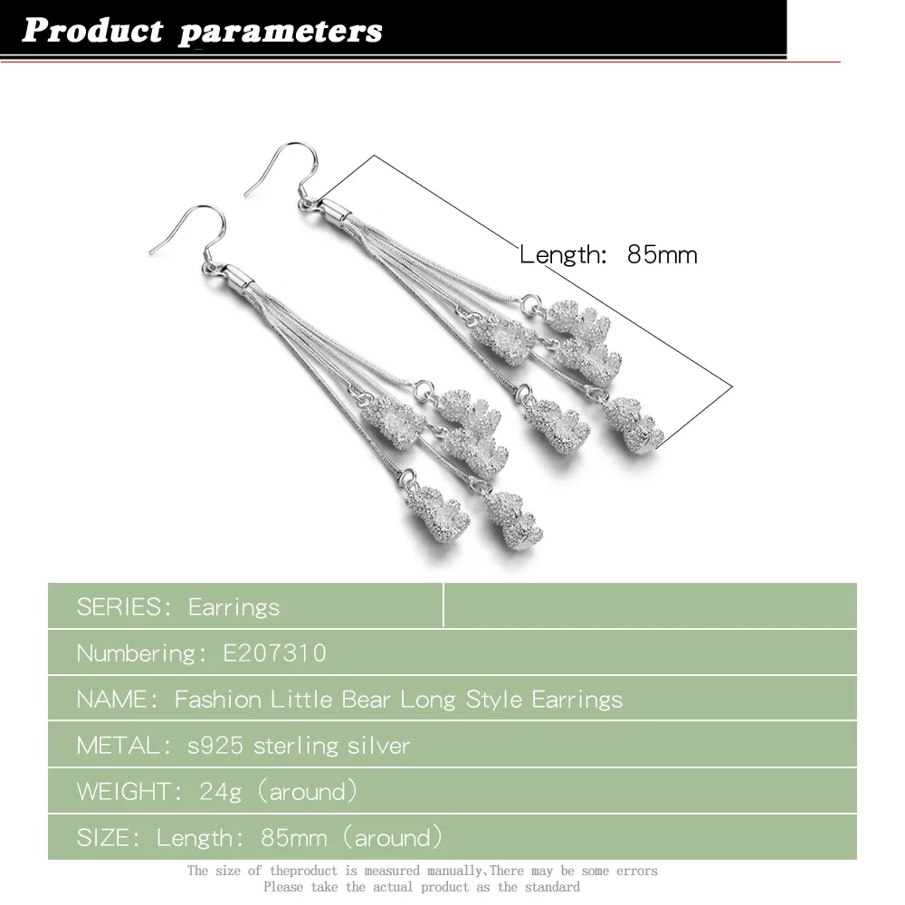 Модные женские туфли 925 стерлингового серебра серьги милые Стиль кисточкой с
