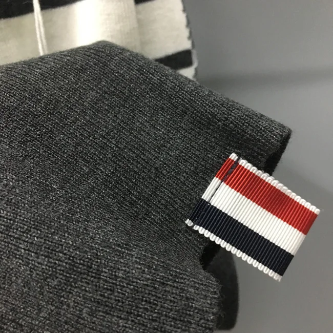 

2021 Fashion Brand TB THOM Winter Warm Men Women Striped Patchwork Wool Cashmere Scarf Shawl Wrap Knit Neckerchief