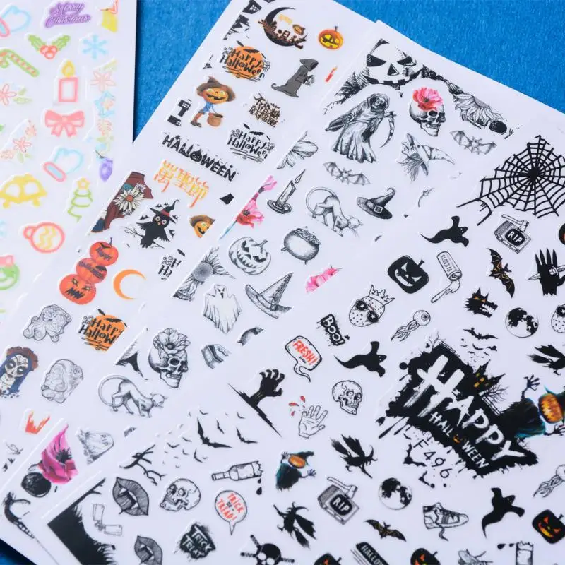 

Наклейки для ногтей Рождество Хэллоуин тематические художественные наклейки креативные наклейки Тыква Снеговик искусственный маникюр