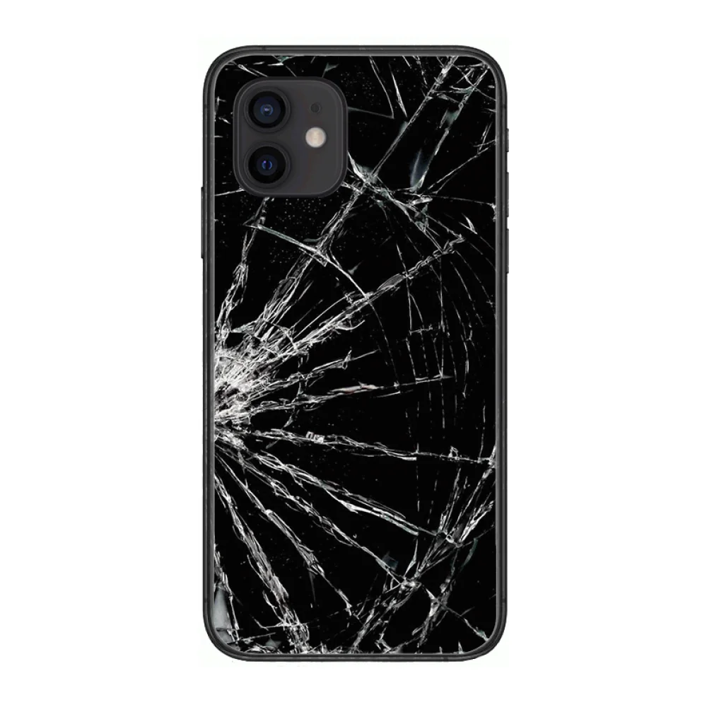 

Broken glass Style Phone Case cover For iphone 12 pro max 11 8 7 6 s XR PLUS X XS SE 2020 mini black cell shell