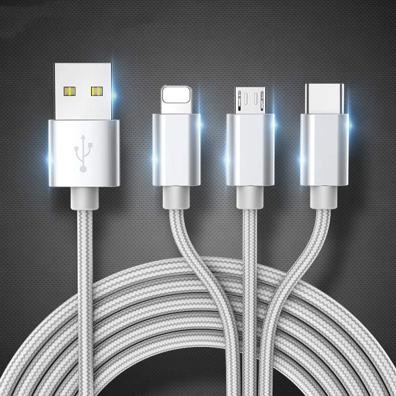 3 в 1 USB кабель для samsung Xiaomi кабель для быстрой зарядки для Android Micro usb type C type-c 3 в 1 Кабели для мобильных телефонов шнур для зарядки