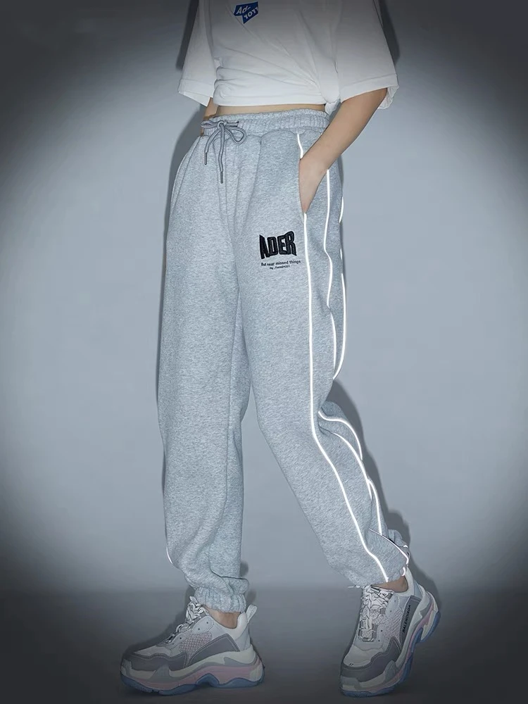 

ADER ERROR 2021ss casual trousers unisex trousers 1:1 the best quality reflective trim embroidered drawstring sweatpants