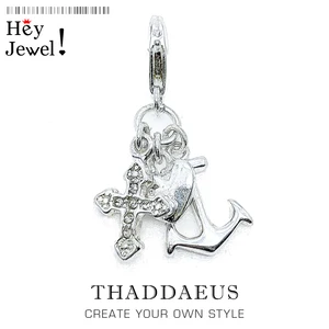 Шармы-подвески женские из серебра 925 пробы, в форме сердца, Креста, якоря